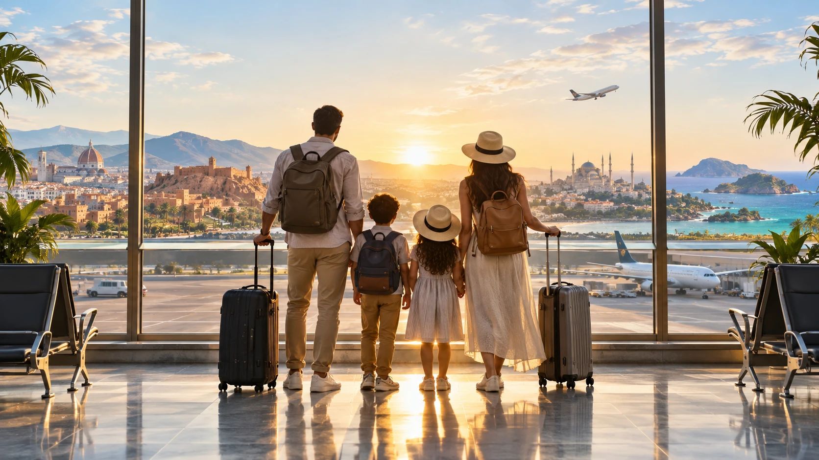 Départ en voyage en famille